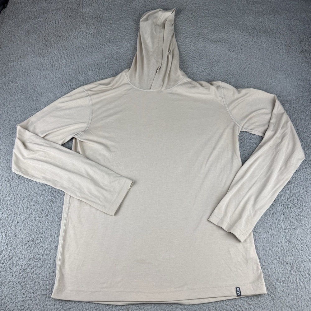 Stio Hoodie Shirt Men S Long Sleeve Pullover Active Hooded Lightweight Brown Tan